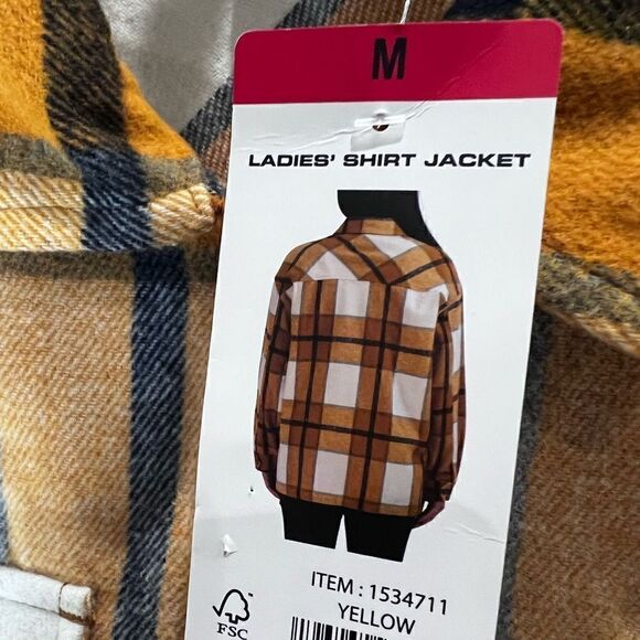 HFX Ladies’ Shirt Jacket plaid yellow size medium - Picture 12 of 16